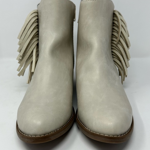 Code West Ankle Boots Womens 7 Beige Faux Leather Western Low Key Plaid Fringe - Picture 2 of 6
